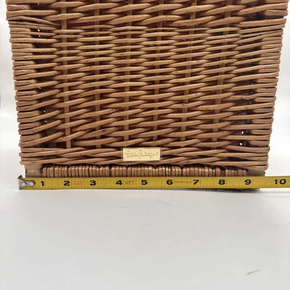 Lilly Pulitzer Wicker Wine Basket Rattan Cheek To Cheek Strap Carrier Floral